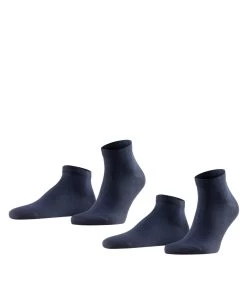 FALKE Heren Sneakersokken Happy 2-Pack Dark Navy