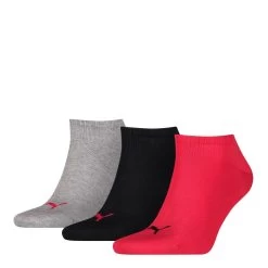 PUMA Sneakersokken Unisex 3-Pack Zwart / Rood