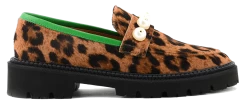 PHILOU PEARLLOAFER 3.0 LEOPARD/GREEB CAVALLINO -Modeboetiek Schoenenwinkel 41067