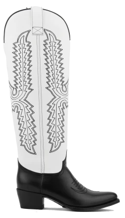 PAUL WARMER ICONIC WESTERN BOOT BLACK WHITE -Modeboetiek Schoenenwinkel 42721