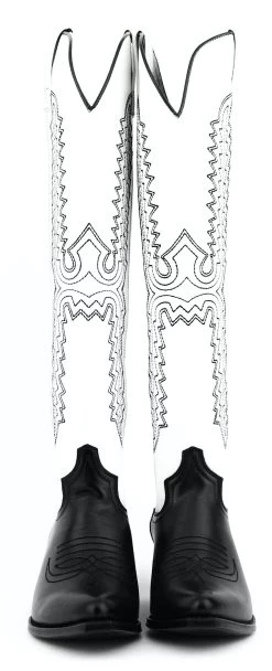 PAUL WARMER ICONIC WESTERN BOOT BLACK WHITE