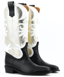PAUL WARMER WESTERN BLACK WHITE GOLD -Modeboetiek Schoenenwinkel 43187 2