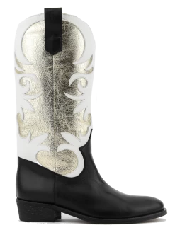 PAUL WARMER WESTERN BLACK WHITE GOLD -Modeboetiek Schoenenwinkel 43187