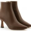 LOLA CRUZ AIPPED ANKLEBOOT BROWN LEATHER