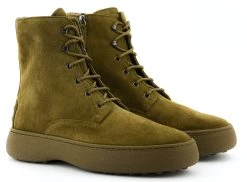 TOD'S W.G. LACE-UP ANKLE BOOT KAKI
