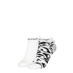 Calvin Klein Dames Sneakersokken Leopard 2-Pack Wit
