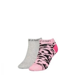 Calvin Klein Dames Sneakersokken Leopard 2-Pack Pink Melange